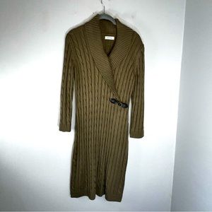 Calvin Klein Sweater Dress Women's Size Medium Beige Chunky Knit Long Sleeve